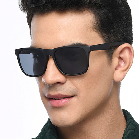 CHA ☆ cha Buy Black Jones Square Over-Sized Sunglasses For Men & Women