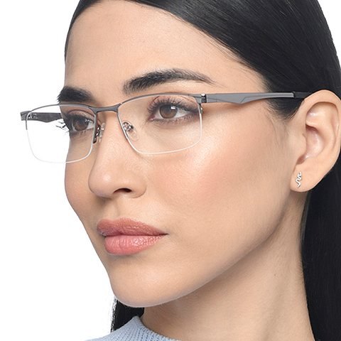 Vincent Chase Silver Half Rim Rectangle left side