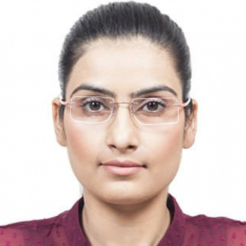 Lenskart Air Online Pink Rimless Rectangle right side
