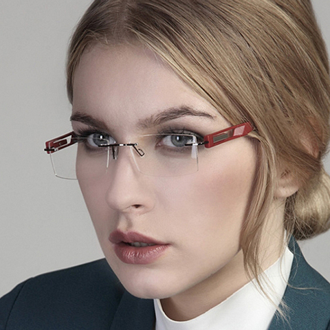 Lenskart Air Online Red Rimless Rectangle right side