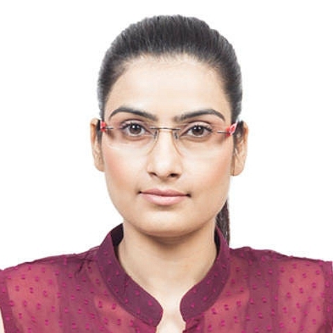 Lenskart Air Online Red Rimless Rectangle left side