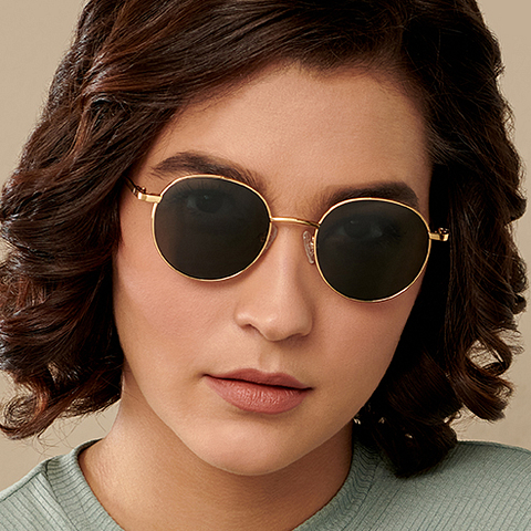 モビズ☆ Buy Gold Grey Full Rim Round Vincent Chase Polarized The