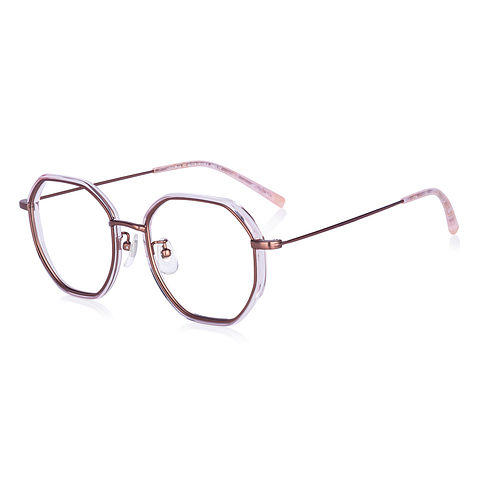 LILLYBELL Light Brown Full Rim Polygon Eyeglasses | LB1013N-1A