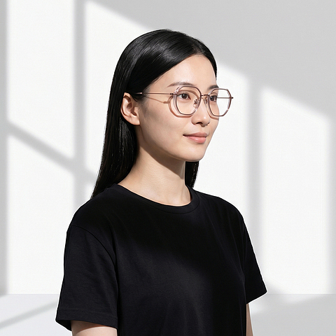 LILLYBELL Light Brown Full Rim Polygon Eyeglasses | LB1013N-1A
