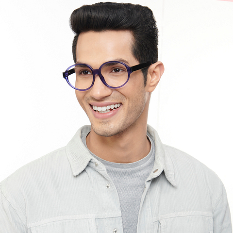 OJOS Sky Blue Full Rim Round left side