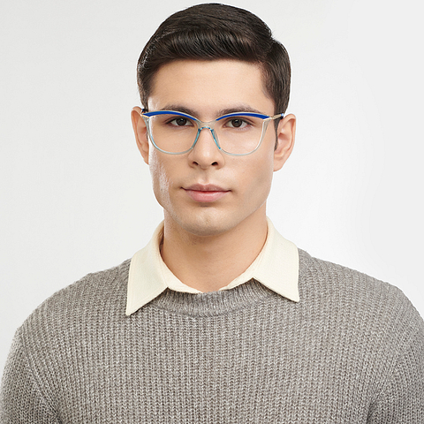 OJOS Sky Blue Full Rim Cat Eye left side