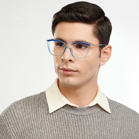 OJOS Sky Blue Full Rim Cat Eye right side