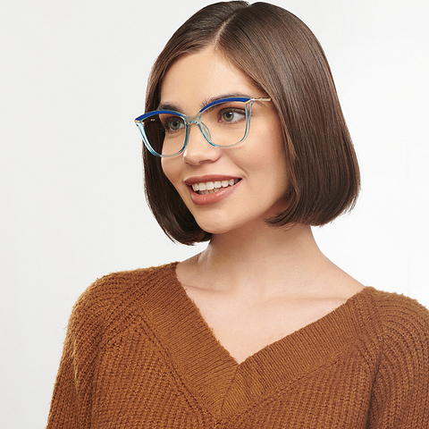 OJOS Sky Blue Full Rim Cat Eye right side
