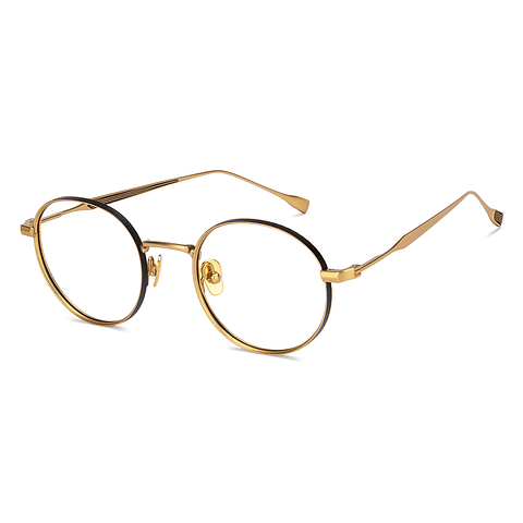 Buy Gold Black Full Rim Round OWNDAYS Titanium OD E50041-C1