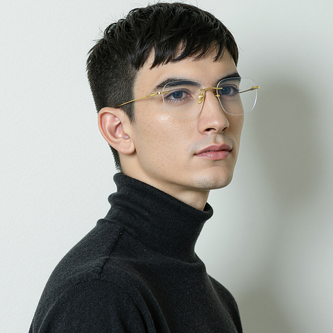 OWNDAYS Gold Rimless Aviator right side