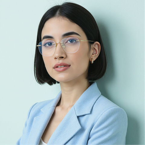 OWNDAYS Gold Rimless Aviator right side