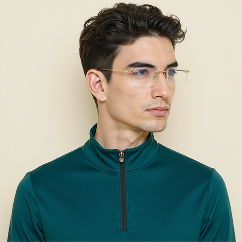 OWNDAYS Gold Rimless Rectangle right side