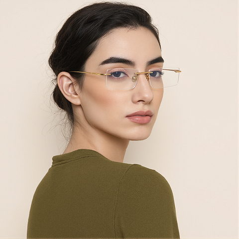 OWNDAYS Gold Rimless Rectangle right side