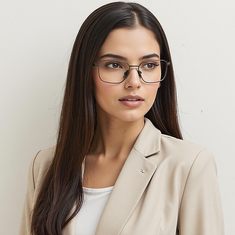 OWNDAYS Online Mid Gunmetal Full Rim Rectangle left side