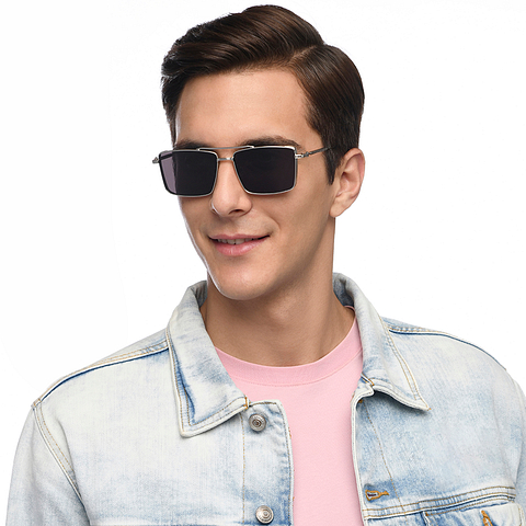 OJOS Silver Full Rim Square left side