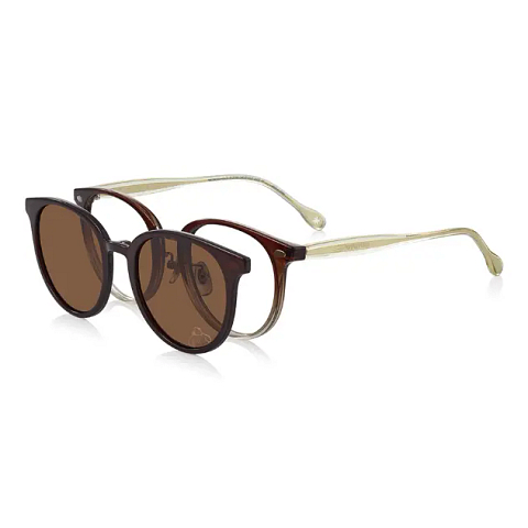 OWNDAYS & POMPOMPURIN Brown Halftone Full Rim Boston left side