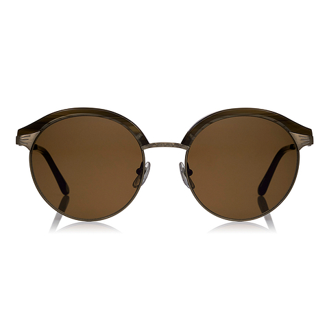 OWNDAYS | SUN Dark Brown Half Rim Browline left side