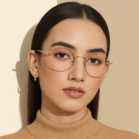 OWNDAYS Online Rose Gold Full Rim Round left side