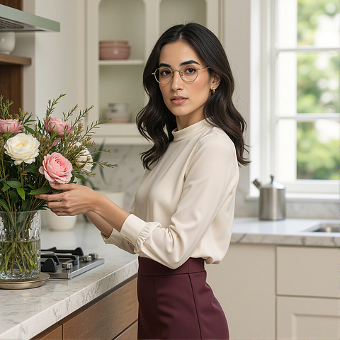 OWNDAYS Online Rose Gold Full Rim Round right side