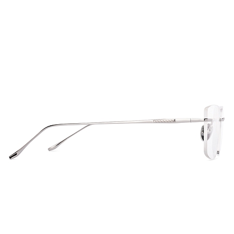OWNDAYS Silver Rimless Rectangle left side