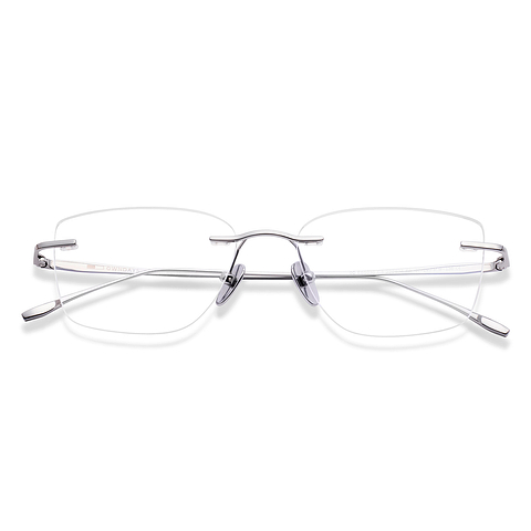 OWNDAYS Silver Rimless Rectangle left side