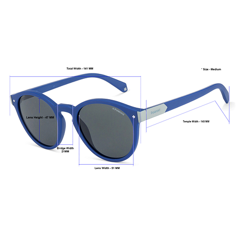 Polaroid Sky Blue Full Rim Round left side