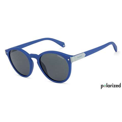 Polaroid Sky Blue Full Rim Round left side