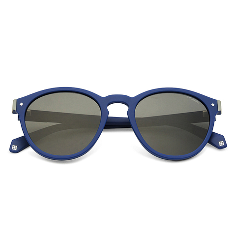 Polaroid Sky Blue Full Rim Round left side