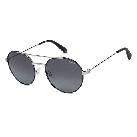Polaroid Mid Gunmetal Full Rim Round left side