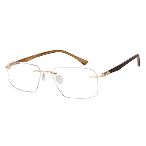 Lenskart Air Online Golden Rimless Rectangle left side