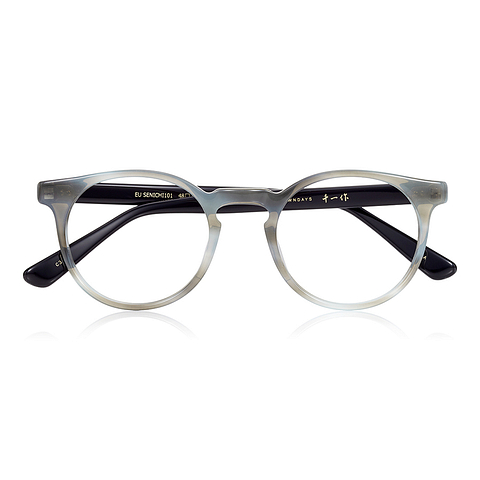 Senichisaku Light Gray Full Rim Boston right side