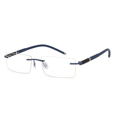 Solid Blue Rimless Rectangle left side