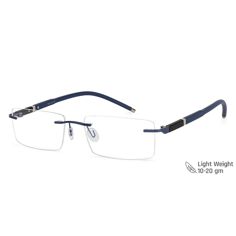 Solid Blue Rimless Rectangle right side