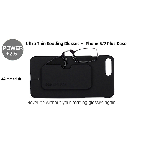ThinOptics Black Full Rim Rectangle ThinOptics With Iphone 7 Cover Reading    Only For  2 5 Power left side