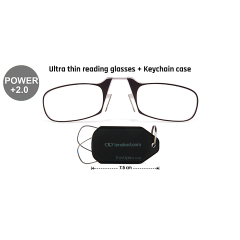 ThinOptics Black Full Rim Rectangle ThinOptics With Keychain Reading    Only For  2 00 Power left side