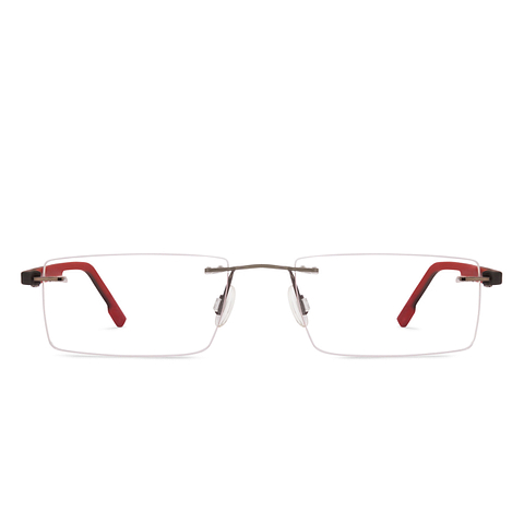 Lenskart Lenskart TOI Special: Gunmetal Grey Red Rimless Rectangle Lenskart TOI Special OTHERS VC 0330 N- left side