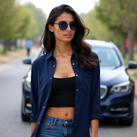 Vincent Chase Polarized Black Full Rim Cat Eye left side