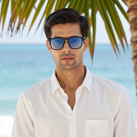 Buy Black Blue Gradient Full Rim Square Vincent Chase Polarized