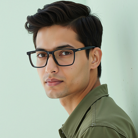 Vincent Chase Black Full Rim Square left side