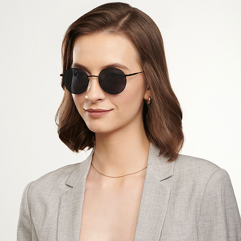 Vincent Chase Polarized Black Full Rim Round left side