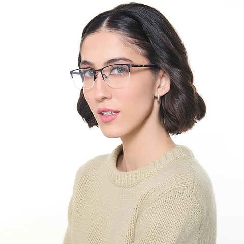 Vincent Chase Black Half Rim Rectangle left side