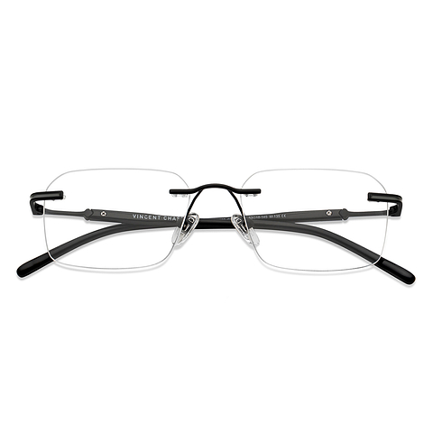 Vincent Chase Online Black Rimless Geometric left side
