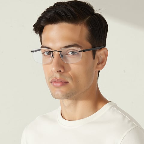 Vincent Chase Online Black Rimless Rectangle left side