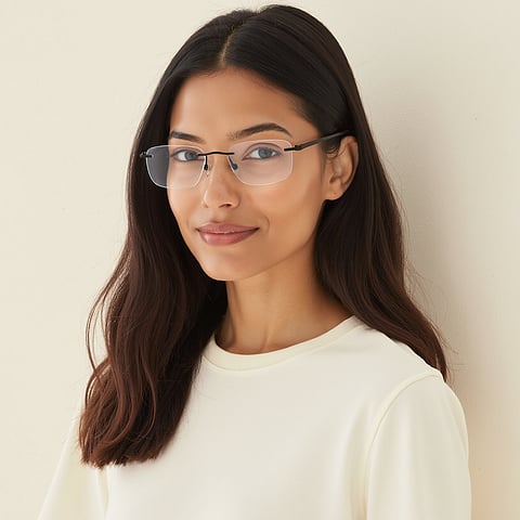 Vincent Chase Online Black Rimless Rectangle left side