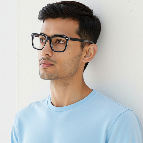 Vincent Chase Black Transparent Full Rim Square left side