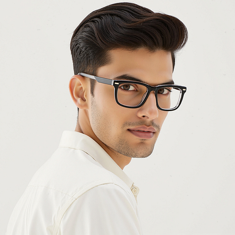 Vincent Chase Black Transparent Full Rim Square right side