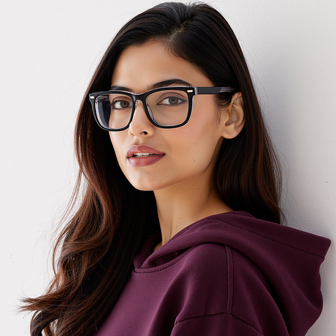 Vincent Chase Black Transparent Full Rim Square left side