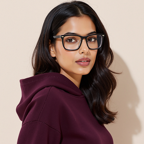 Vincent Chase Black Transparent Full Rim Square right side