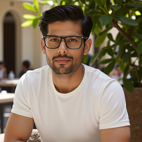 Vincent Chase Black Transparent Full Rim Square left side