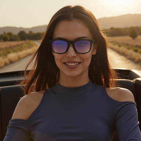 Buy Blue Mirror Matte Black Full Rim Square Vincent Chase